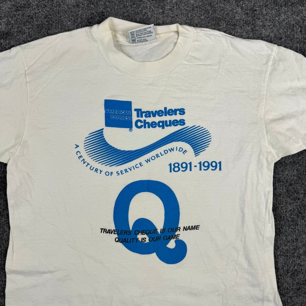 Sgt. Leisure T-Shirt Mens Size L White American Express Travelers Cheque USA